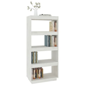 Boekenkast/kamerscherm 60x35x135 cm massief grenenhout wit 8720286816011 4