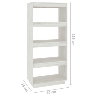 Boekenkast/kamerscherm 60x35x135 cm massief grenenhout wit 8720286816011 8