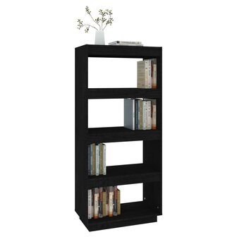 Boekenkast/kamerscherm 60x35x135 cm massief grenenhout zwart 8720286816042 4