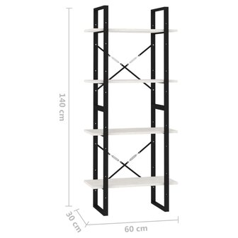 Boekenkast met 4 schappen 60x30x140 cm massief grenenhout wit 8720286567333 8