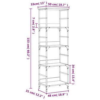 Boekenkast 50x33x153 cm bewerkt hout zwart 8721012124356 9