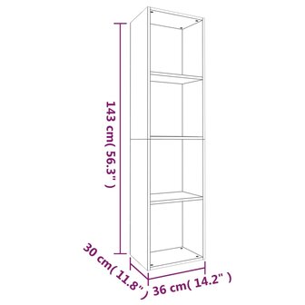 Boekenkast / tv-meubel 36x30x143 cm bruin eikenkleur 8720286975107 12