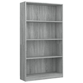 Boekenkast met 4 schappen 80x24x142 cm bewerkt hout grijs 8720286976050 2