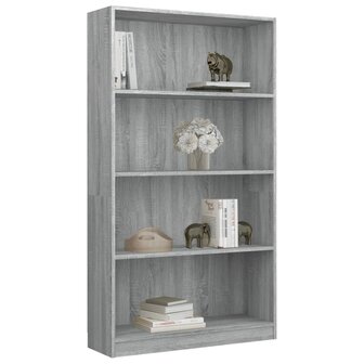 Boekenkast met 4 schappen 80x24x142 cm bewerkt hout grijs 8720286976050 3