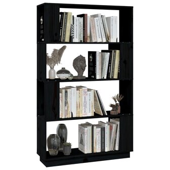 Boekenkast/kamerscherm 80x25x132 cm massief grenenhout zwart 8720286906064 4