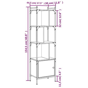 Boekenkast met deur 44,5x30x154,5 cm hout grijs sonoma eiken 8720845915643 10