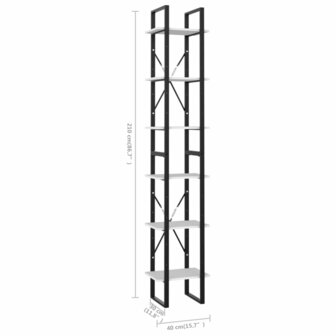 Boekenkast met 6 schappen 40x30x210 cm bewerkt hout wit 8720286567876 7