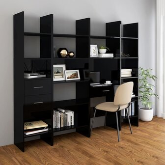 Boekenkast 60x35x180 cm bewerkt hout hoogglans zwart 8720286352878 6