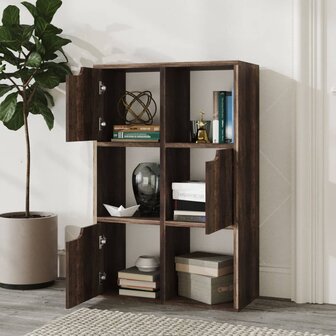 Boekenkast 60x27,5x88 cm bewerkt hout gerookt eikenkleur 8720286670019 1