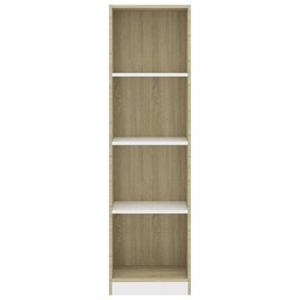 Boekenkast met 4 schappen 40x24x142cm bewerkt hout wit en eiken 8719883787466 4