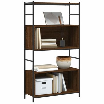 Boekenkast 80x30x145,5 cm bewerkt hout en ijzer bruin eikenkleur 8720845941017 3