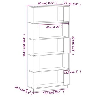 Boekenkast/kamerscherm 80x25x163,5 cm massief grenenhout grijs 8720286906095 8