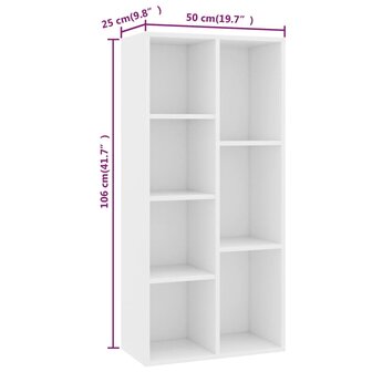 Boekenkast 50x25x106 cm bewerkt hout wit 8719883869650 6