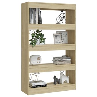 Boekenkast/kamerscherm 80x30x135 cm spaanplaat sonoma eiken 8720286843536 4