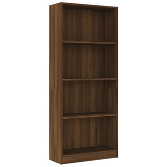 Boekenkast 4 schappen 60x24x142 cm bewerkt hout bruin eikenkleur 8720286976364 2