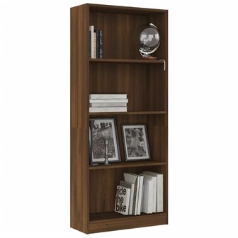 Boekenkast 4 schappen 60x24x142 cm bewerkt hout bruin eikenkleur 8720286976364 3