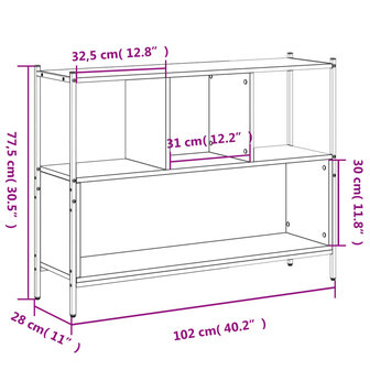 Boekenkast 102x28x77,5 cm bewerkt hout sonoma eikenkleurig 8721012339507 10