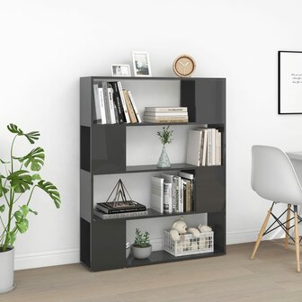 Boekenkast/kamerscherm 100x24x124 cm hoogglans grijs 8720286651520 3