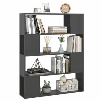 Boekenkast/kamerscherm 100x24x124 cm hoogglans grijs 8720286651520 4