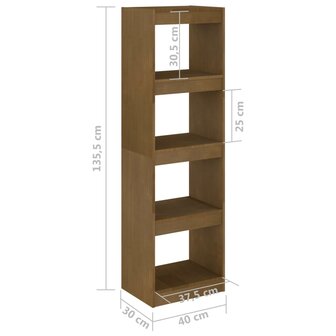 Boekenkast/kamerscherm 40x30x135,5 cm grenenhout honingbruin 8720286608463 8