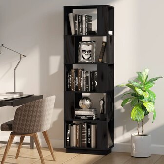 Boekenkast/kamerscherm 51x25x163,5 cm massief grenenhout zwart 8720286905913 3