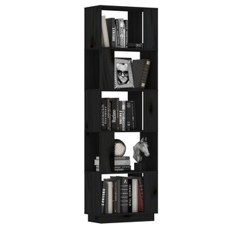 Boekenkast/kamerscherm 51x25x163,5 cm massief grenenhout zwart 8720286905913 4