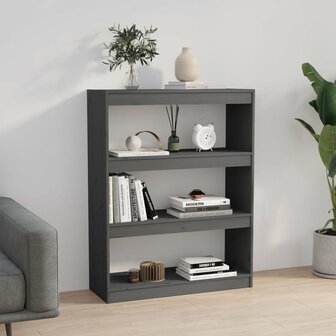 Boekenkast/kamerscherm 80x30x103,5 cm massief grenenhout grijs 8720286608906 4