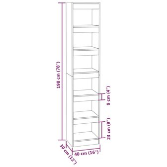 Boekenkast/kamerscherm 40x30x198 cm sonoma eikenkleurig 8720286843130 7