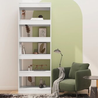 Boekenkast/kamerscherm 60x30x166 cm spaanplaat hoogglans wit 8720286843352 3