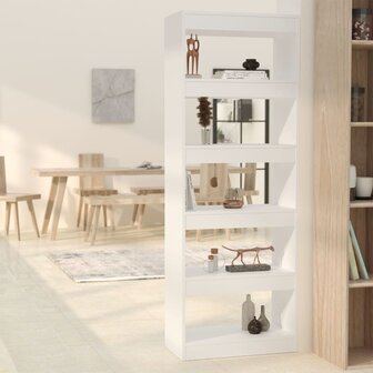 Boekenkast/kamerscherm 60x30x166 cm spaanplaat wit 8720286843314 1