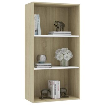 Boekenkast 3 schappen 60x30x114 cm hout wit sonoma eikenkleur 8719883815725 3