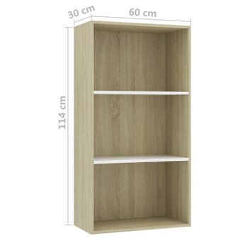 Boekenkast 3 schappen 60x30x114 cm hout wit sonoma eikenkleur 8719883815725 6