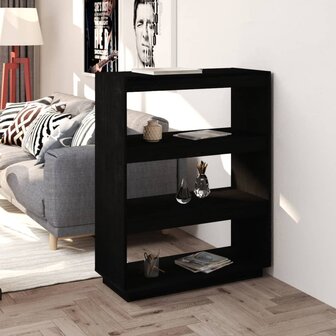 Boekenkast/kamerscherm 80x35x103 cm massief grenenhout zwart 8720286816196 1