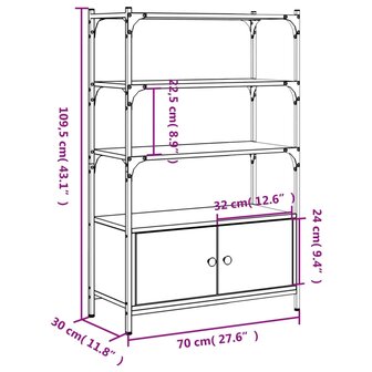 Boekenkast 3-laags 70x30x109,5 cm bewerkt hout zwart 8721012340442 11