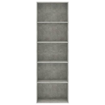 Boekenkast met 5 schappen 60x30x189 cm bewerkt hout betongrijs 8719883815893 4