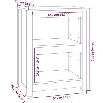 Boekenkast 50x35x68 cm massief grenenhout grijs 8720845556525 8