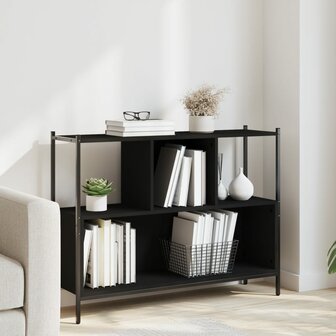 Boekenkast 102x28x77,5 cm bewerkt hout zwart 8721012339491 1