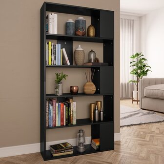 Boekenkast/kamerscherm 80x24x159 cm bewerkt hout zwart 8719883672618 1