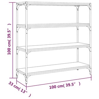 Boekenkast 100x33x100 cm bewerkt hout en staal zwart 8720287197393 9