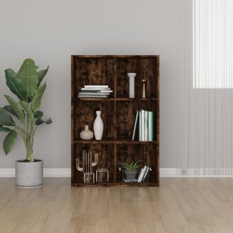 Boekenkast/dressoir 66x30x98 cm bewerkt hout gerookt eikenkleur 8720286975381 1