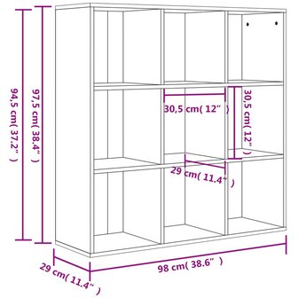 Boekenkast 98x29x97,5 cm bewerkt hout betongrijs 8719883869872 7