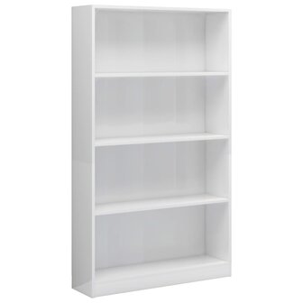 Boekenkast 4 schappen 80x24x142 cm bewerkt hout hoogglans wit 8719883815282 2