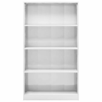 Boekenkast 4 schappen 80x24x142 cm bewerkt hout hoogglans wit 8719883815282 4