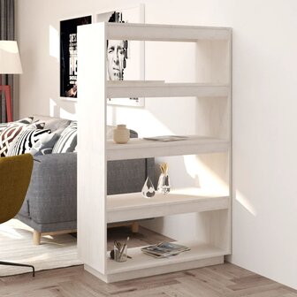 Boekenkast/kamerscherm 80x35x135 cm massief grenenhout wit 8720286816219 1