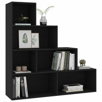 Boekenkast/kamerscherm 155x24x160 cm bewerkt hout zwart 8719883786070 3