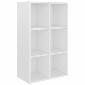 Boekenkast/dressoir 66x30x98 cm bewerkt hout hoogglans wit 8719883675091 2