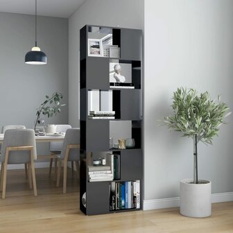 Boekenkast/kamerscherm 60x24x186 cm hoogglans grijs 8720286650622 1