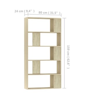 Boekenkast/kamerscherm 80x24x159 cm bewerkt hout sonoma eiken 8719883672632 7