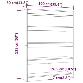 Boekenkast/kamerscherm 100x30x135 cm hoogglans wit 8720286843802 8