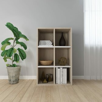 Boekenkast/dressoir 66x30x98 cm bewerkt hout wit sonoma eiken 8719883675084 1